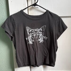 Hollister Black Graphic Crop Top